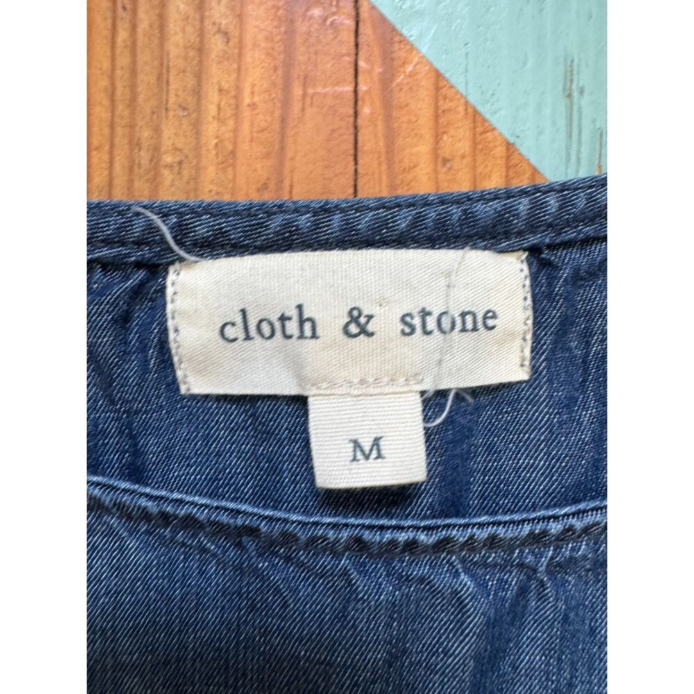 Anthopologie Cloth & Stone Chambray Split Back Blouse Size M Tencel Long Sleeve - Picture 3 of 5